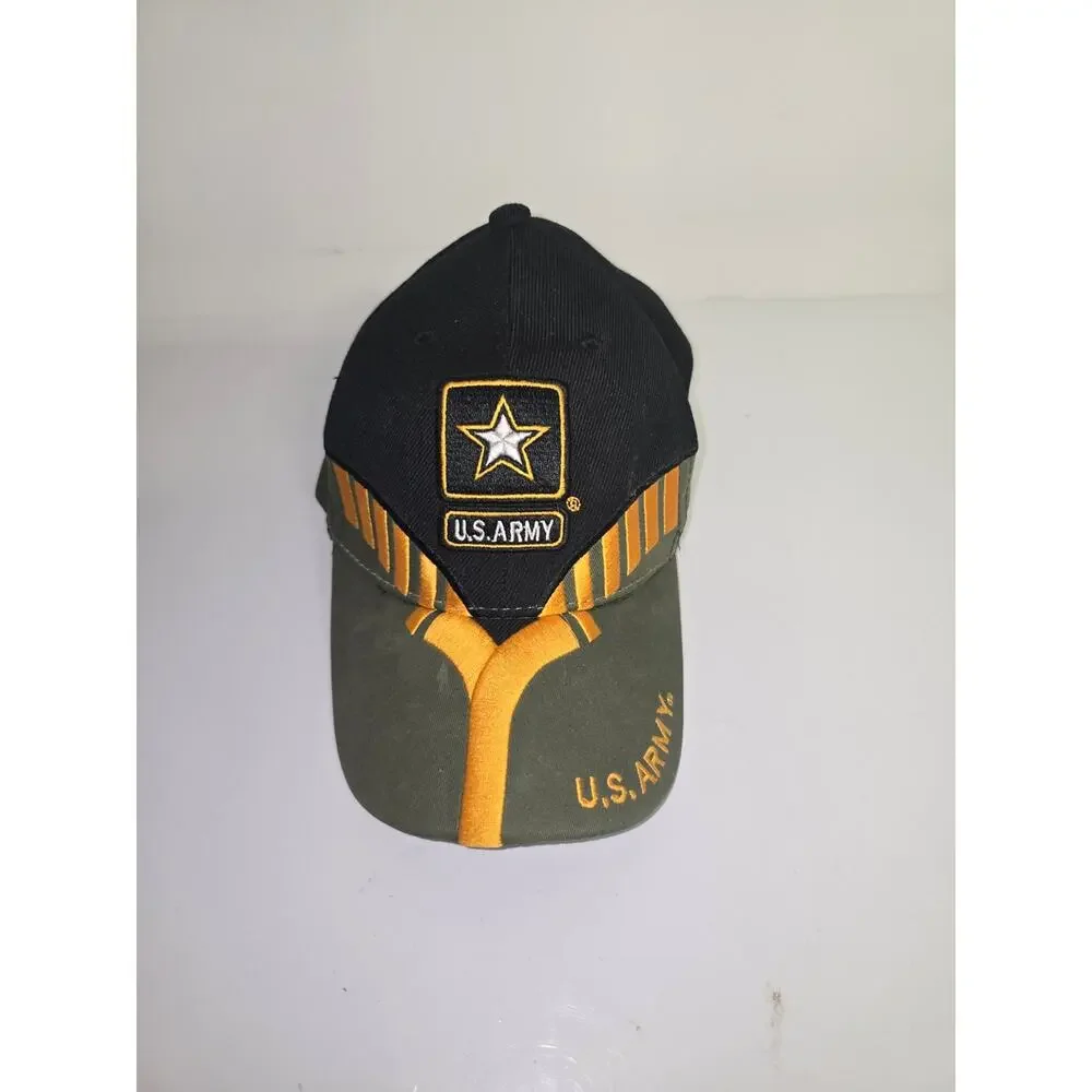 U.S. Army Olive & Black Baseball Cap with Gold Accents